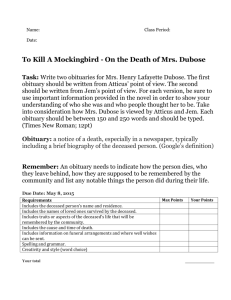 To Kill A Mockingbird - On the Death of Mrs. Dubose