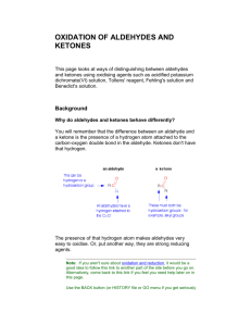 oxidation of aldehydes and ketones