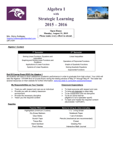 Algebra I with Strategic Learning Syllabus