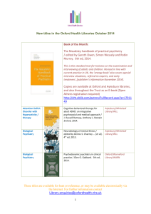 New titles in the Oxford Health Libraries October 2014 Book of the
