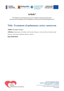 Treatment of pulmonary artery aneurysm