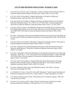 list of peer-reviewed publications: richard n. zare