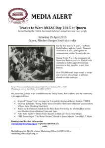 Media Alert Tracks to War: Anzac Day 2015 at Quorn