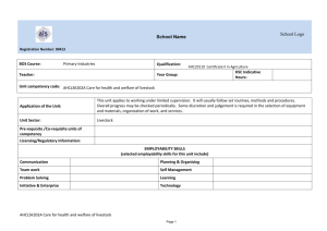 AHCLSK202A Care for health and welfare of livestock