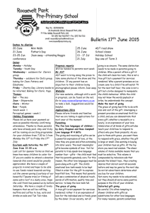 Bulletin 17th June 2015 - Roosevelt Pre