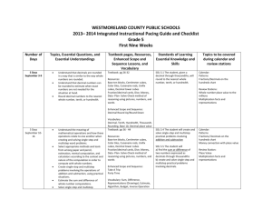 2014 Integrated Instructional Pacing Guide and Checklist Grade 5