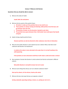 Science 7 Mixtures Unit Review: Questions that you should be able