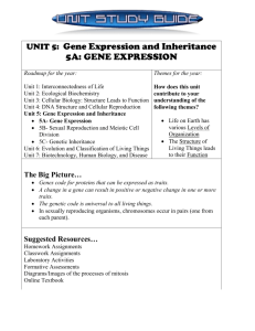 Unit 5: Gene Expression and Inheritance 5A