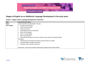 Stages of English as an Additional Language Development in the