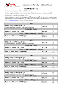 Pricing and Options Form for Kit Built Models