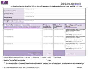 3.0 Education Planning Table - Emergency Nurses Association