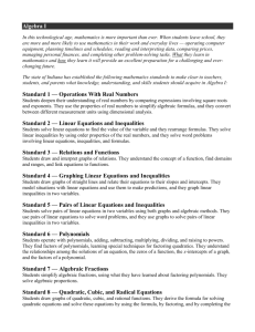 Academic Standards-Mathematics Algebra I