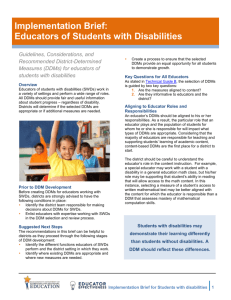 Implementation Brief for Students with disabilities