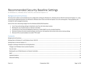 Recommended Security Baseline Settings