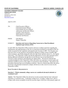 Chancellor`s Office Q&A:April 24, 2015 Dual Enrollment STATE OF