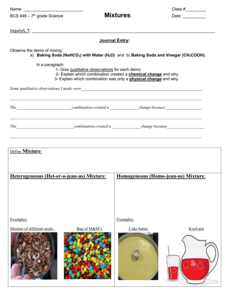 mixture experiment grade 7