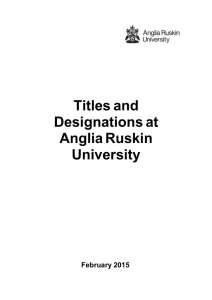 Titles and Designations at Anglia Ruskin University, February 2015