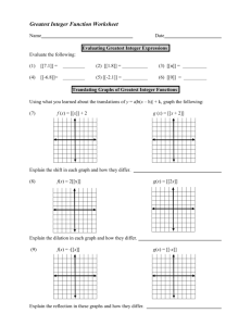 Greatest Integer Function Worksheet with Answers