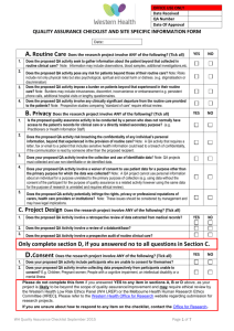 quality assurance checklist and site specific information form