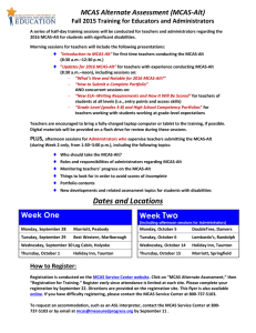 MCAS Alternate Assessment (MCAS-Alt)Fall 2015 Training for