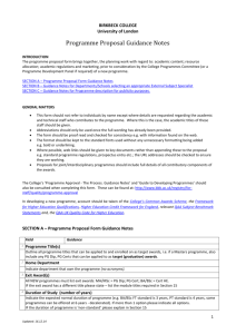 Programme Proposal Form Guidance Notes