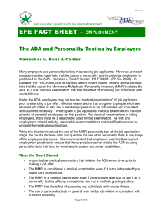 The ADA and Personality Testing by Employers