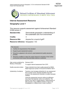 Internal Assessment Resource Geography Level 1