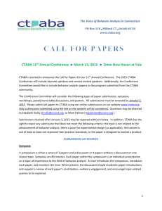 CALL FOR PAPERS CTABA 11 th Annual Conference March 13