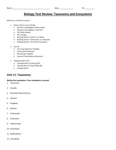 Biology Test Review: Taxonomy and Ecosystems
