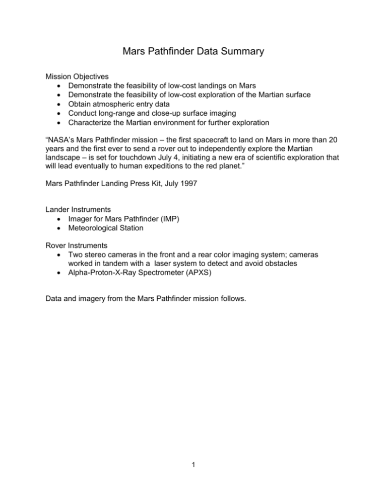 mars-pathfinder-data-summary