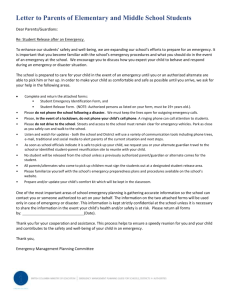 Letter to parents of elementary and middle school students
