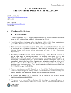 Retail Practice Group CLE: California Prop 65 The Statutory Basics