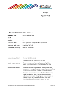 Vocational Pathways internal assessment resource