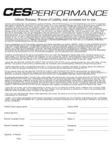 Athlete Release, Waiver of Liability, and