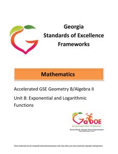 standards addressed in this unit - Georgia Mathematics Educator