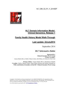 Clinical Genomics, Release 1 Family Health History
