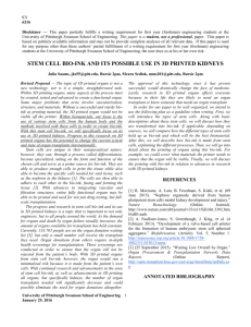 stem cell bio-ink and its possible use in 3d printed kidneys