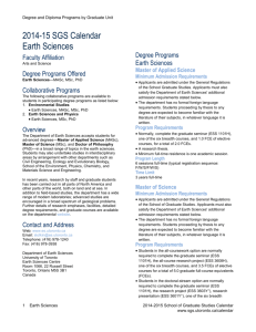 Earth Sciences - School of Graduate Studies