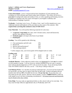 Latina I – Syllabus and Course Requirements Room 36 Magister