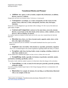 Transitional words and phrases