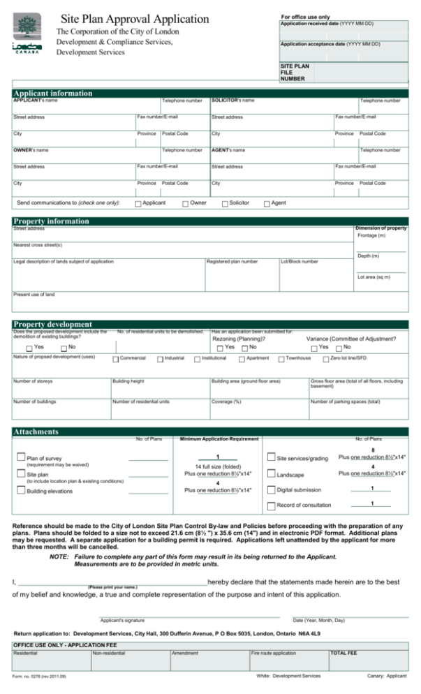 Application For Site Plan Approval