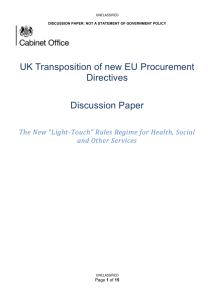 UK Transposition of new EU Procurement Directives: Stakeholder