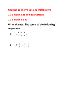 Chapter 11 Warm ups and instructions 11.1 Warm ups and