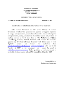 Tender for construction of Indian Tourism Stand