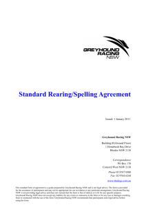 nsw greyhound rearing/spelling agreement