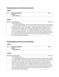 Reading Response Journal Format and Example
