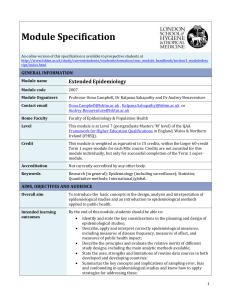 2007 Extended Epidemiology Module Specification