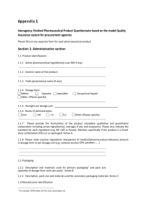 Interagency Finished Pharmaceutical Questionnaire