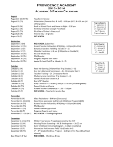 Providence Academy 2013 - 2014 Academic & Events Calendar