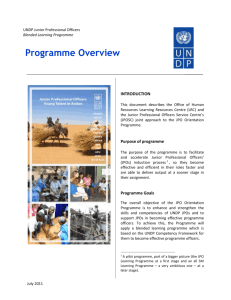 UNDP JPO Orientation Programme